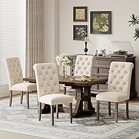 Vista 8 de Upholstered Tufted Dining Room Chairs Set of 4, Parsons Kitchen Chairs with Padded Seat and Solid Wood Legs, Fabric Accent Side Diner Chair for