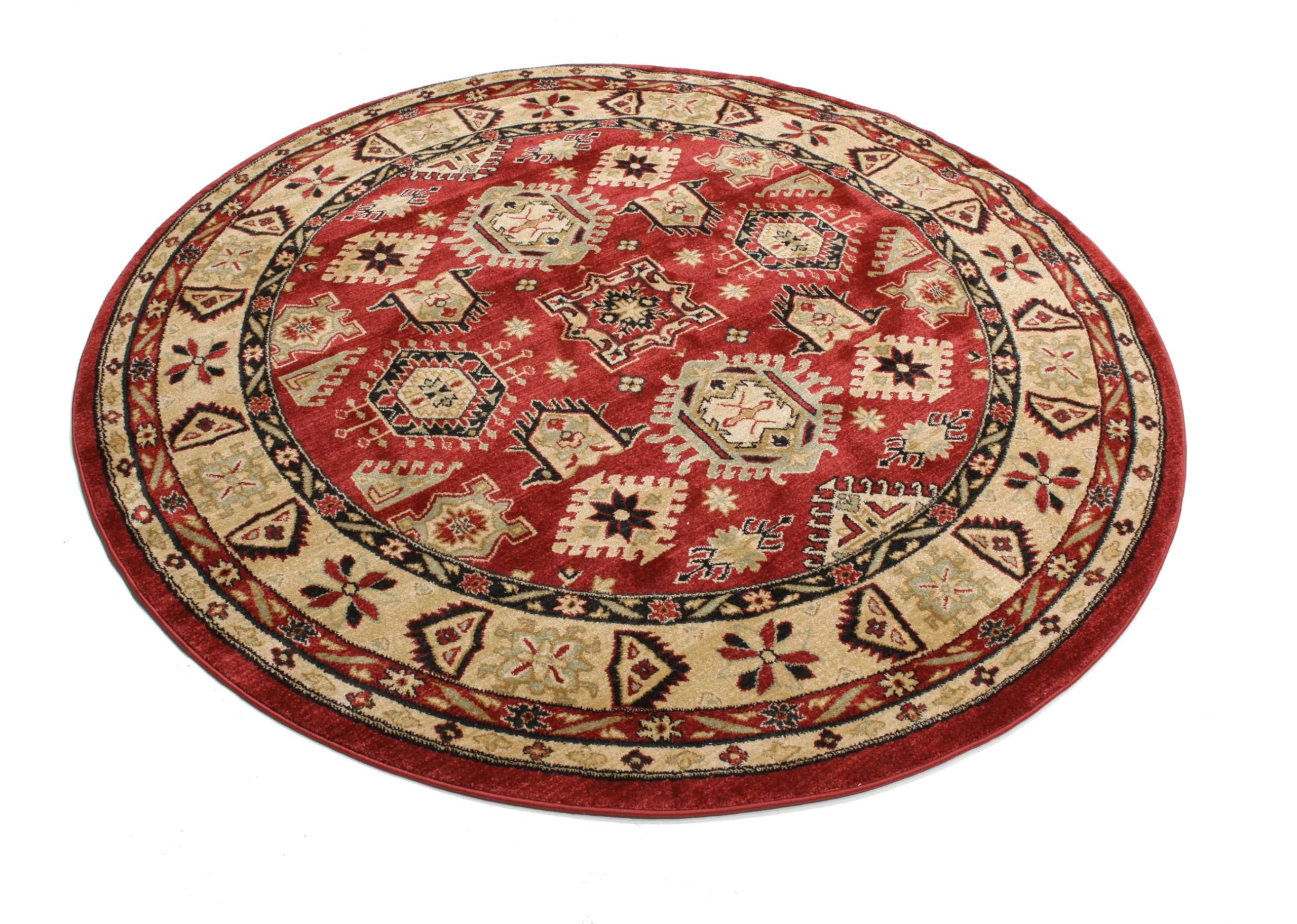 RugVista Shirvan Kazak Tapis, Ø 200 cm, Rouge/Beige