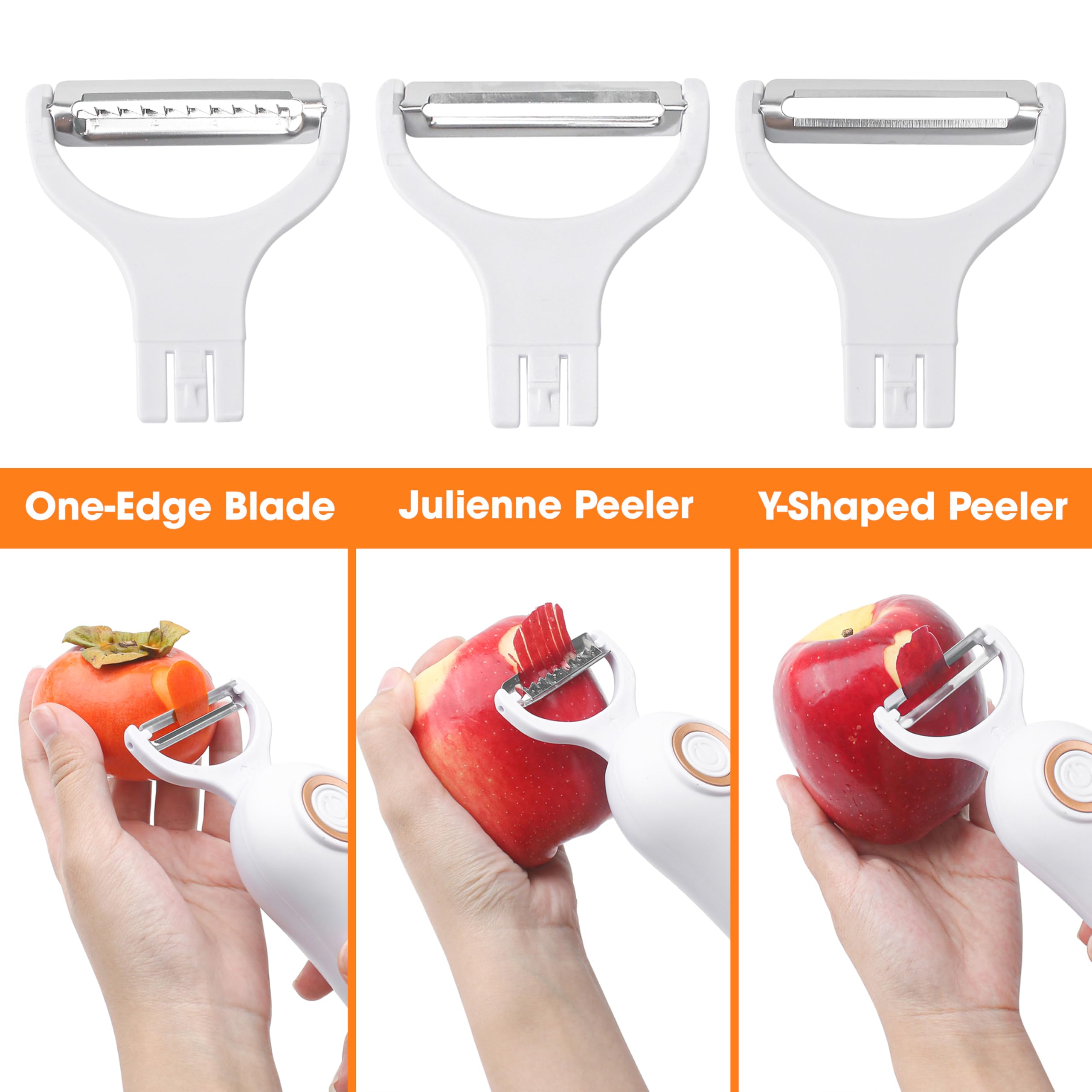 3 Teile/Set Elektrischer Handschäler Julienne Slicer 3-in-1-Set Werkzeug für Obst und Gemüse Apfel Karotte Kartoffel Gurke für Küche Edelstahl