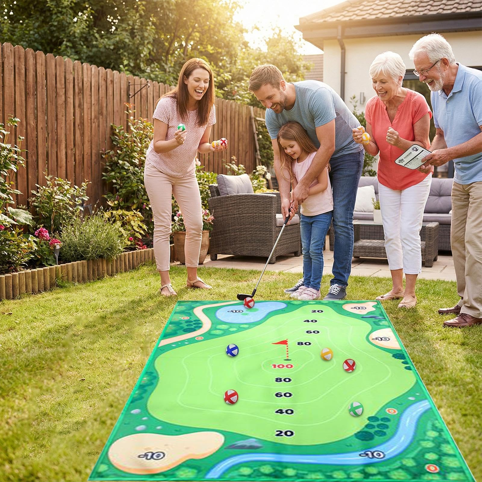 Golf Chipping Spiel Outdoor Und Indoor Tragbarer Zusammenklappbarer | Trainingsmatte Für Abschläge Für Den Garten, Hof, Terrasse, Rasen, Wiese, Und Park