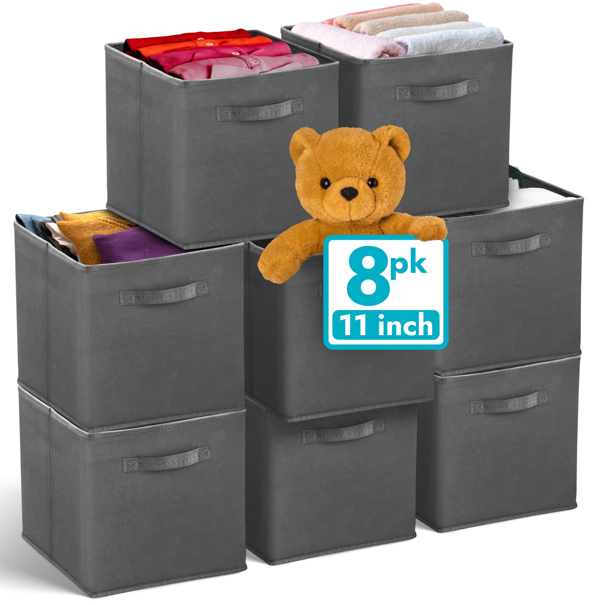 Amazon.com - Reli. Storage Cubes 8 Pack | Dark Gray Fabric | 11x11