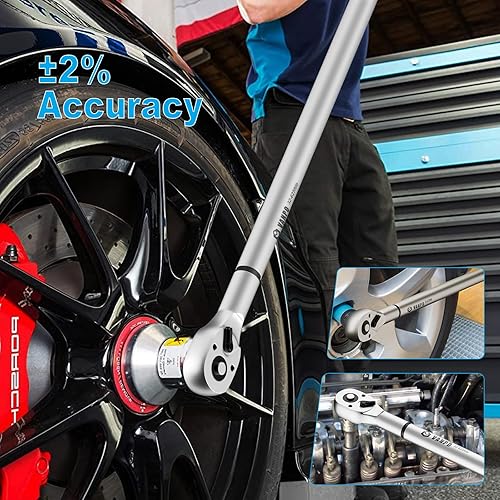 Vista 29 de VANPO Llave dinamométrica digital de 1/2 pulgada (7.38-147.5ft-lbs/10-200NM) Llave dinamométrica electrónica ajustable de doble dirección con valor