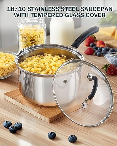 Miniatura 5 de Cook N Home Cacerola con tapa de acero inoxidable de 3 cuartos de galón, mango Stay Cool, plateado