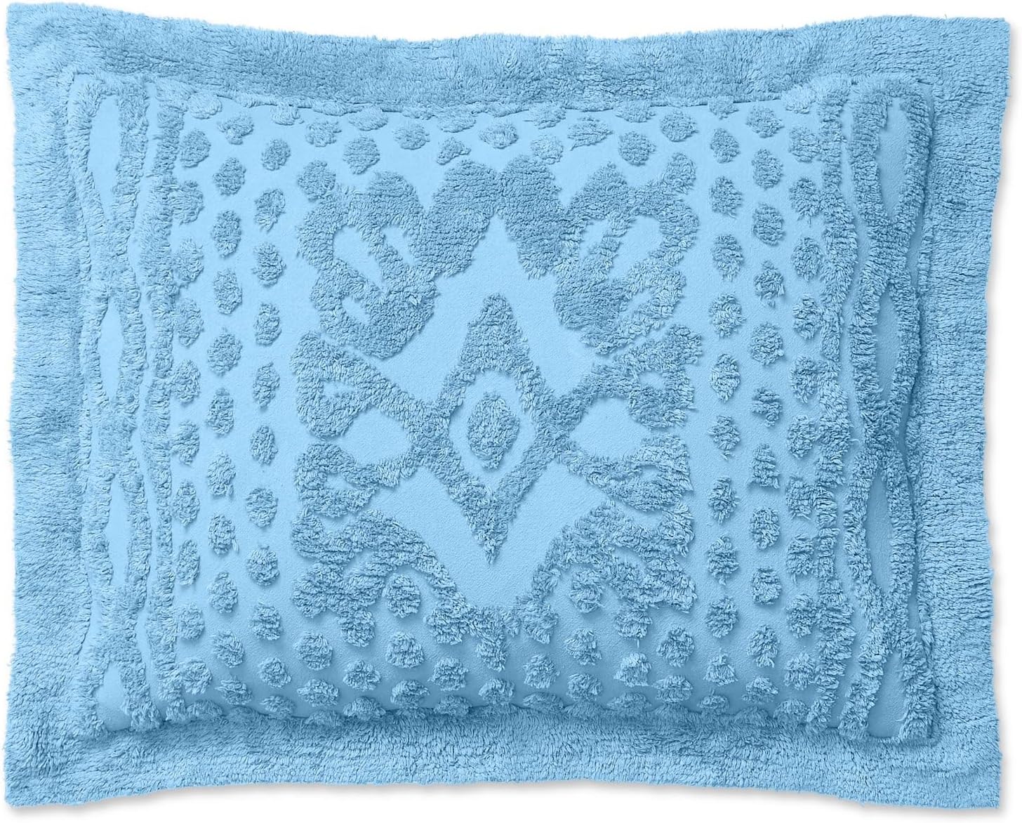 BrylaneHome 100% Cotton Georgia Chenille Shams - Standard, Sky Blue