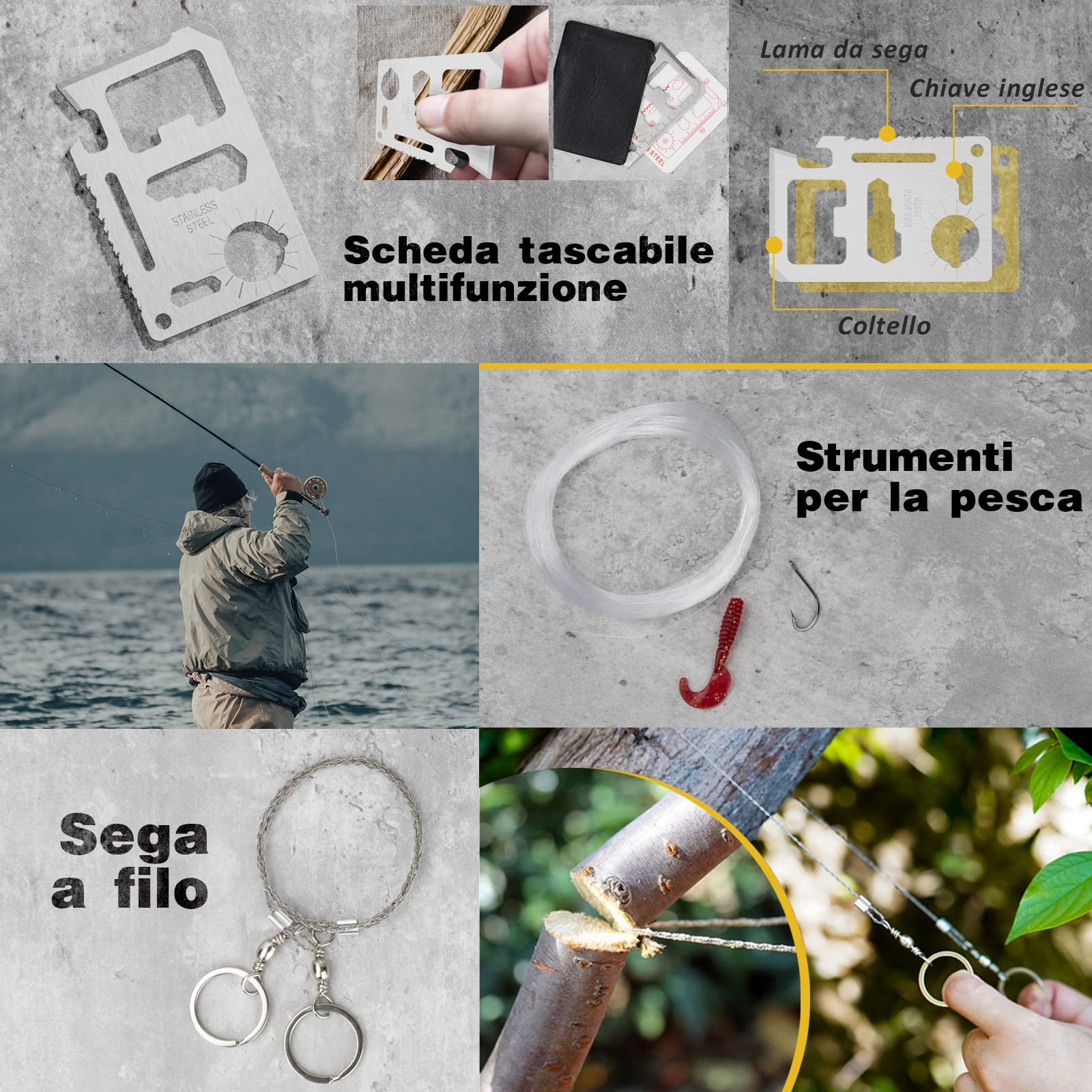 Kit Sopravvivenza 13 In 1 - Per Campeggio, Escursionismo, Emergenze - Foto 4