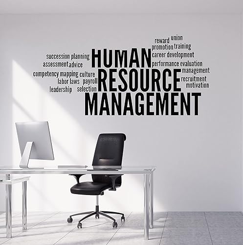 Vinilo de Recursos Humanos para pared, decoración creativa, idea de palabras, gestión de recursos humanos, calcomanías mural (ig6526) negro (L 21.86