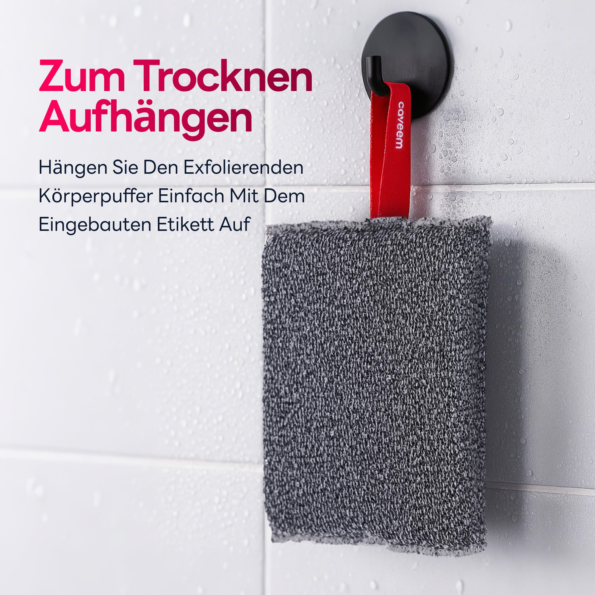 CAVEEM Peeling-Körperschwamm, Rauer Körper-Exfoliator zum Entfernen Abgestorbener Haut, Quadratischer Duschschwamm für Herren, Starker Bade- & Körperpuffer (2er-Pack)