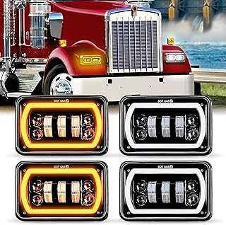 4x6 LED Headlights DOT Approved H4651 H4652 H4656 Replacement Fit For Peterbilt 379 Kenworth Freightinger Probe Oldsmobile Cutlass… (Style-A)