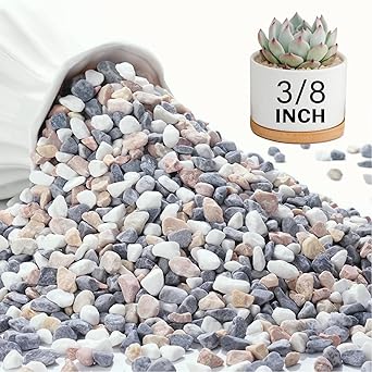 NUPICK 6 lbs Pebbles for Indoor Plants, 3/8 Inch Pea Gravel for Fish Tank, Decorative Rocks for Succulent, Natural River Stones for Vases, Cactus, Landscaping, Bird Bath, Aquarium, Mixed