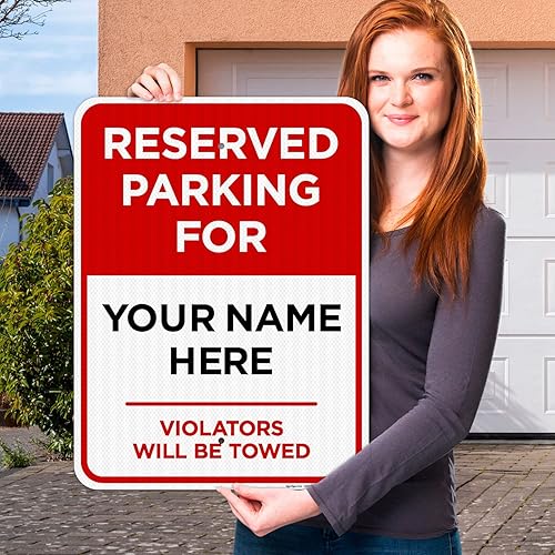 Miniatura 34 de Letrero personalizado de Reserved Parking All Violators Will Be Towed, 12 x 18 pulgadas, libre de óxido, aluminio 063, resistente a la decoloración