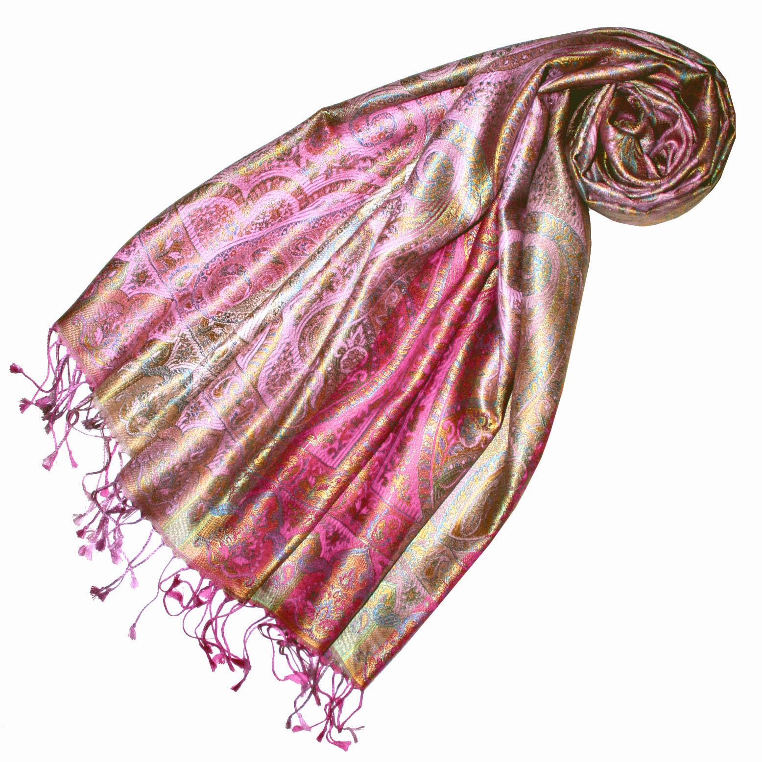 Lorenzo 78655 Cana Écharpe de luxe Pashmina pour femme – Écharpe tissée jacquard 100% soie Motif cachemire Tons pastel