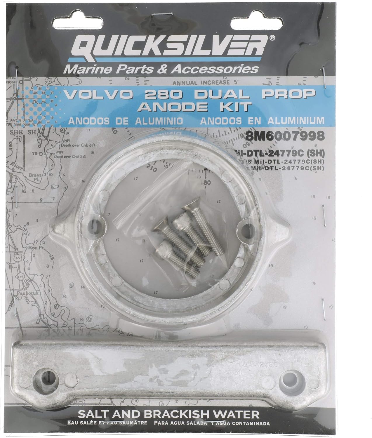 Quicksilver 8M6007998 Aluminum Anode Kit for Volvo 280 Duoprop Stern Drives