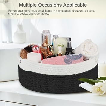 Small Woven Gift Basket with Bag & Ribbons, Black