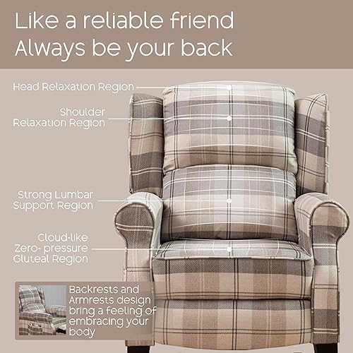 Miniatura 3 de Sillón reclinable manual con respaldo pushback, ajustable para adultos, de lino, sofá individual para sala de estar, espacios pequeños, interior,