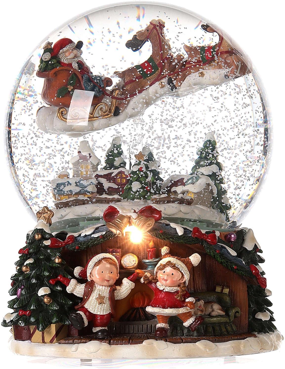 Glass Snow Globe with Santa Claus and Sleigh 20x15x15 cm