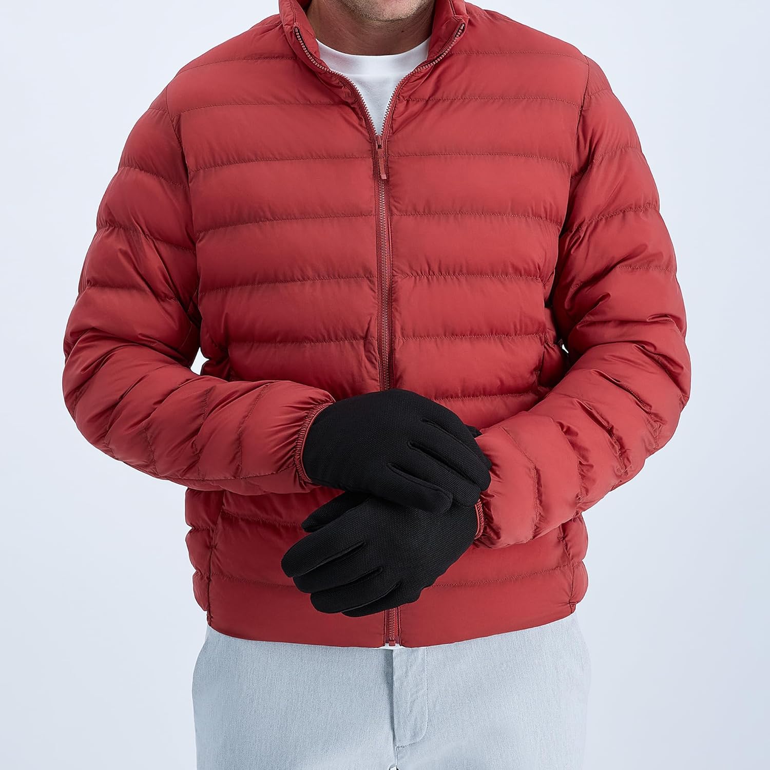 isotoner Men’s Tech Stretch Touchscreen Texting Double Lined Cold Weather Gloves with Water Repellent Technology - Image 7