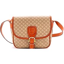 Pre-Loved Vintage Saddle Flap Shoulder Bag Macadam Coated Canvas Small, Neutral