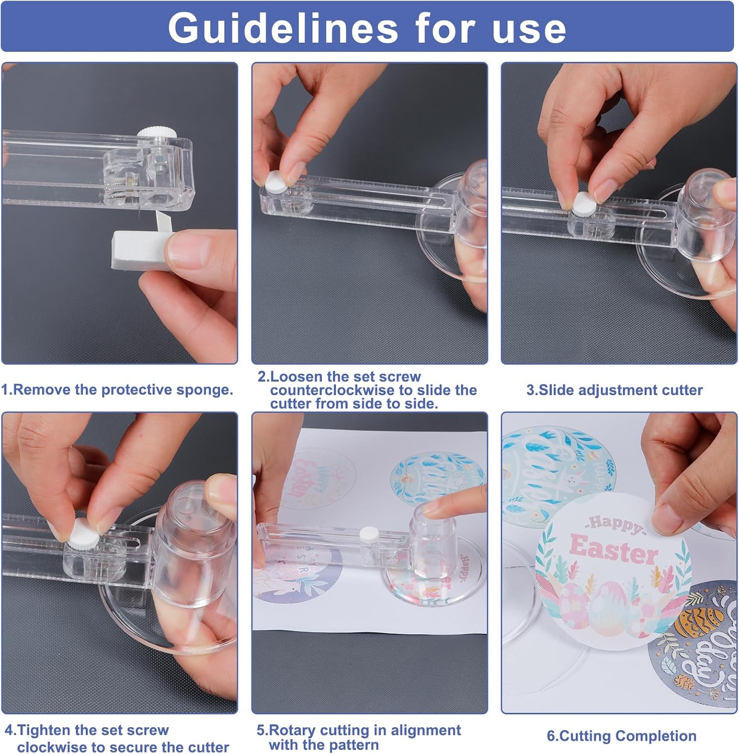 58mm/2.25 Inch Clear Circle Cutter Button Maker Tools, Adjustable Multi-Size Badge Making Round Cutting Tool, Cutting Knife Photo Paper Model Circle (70-210mm)