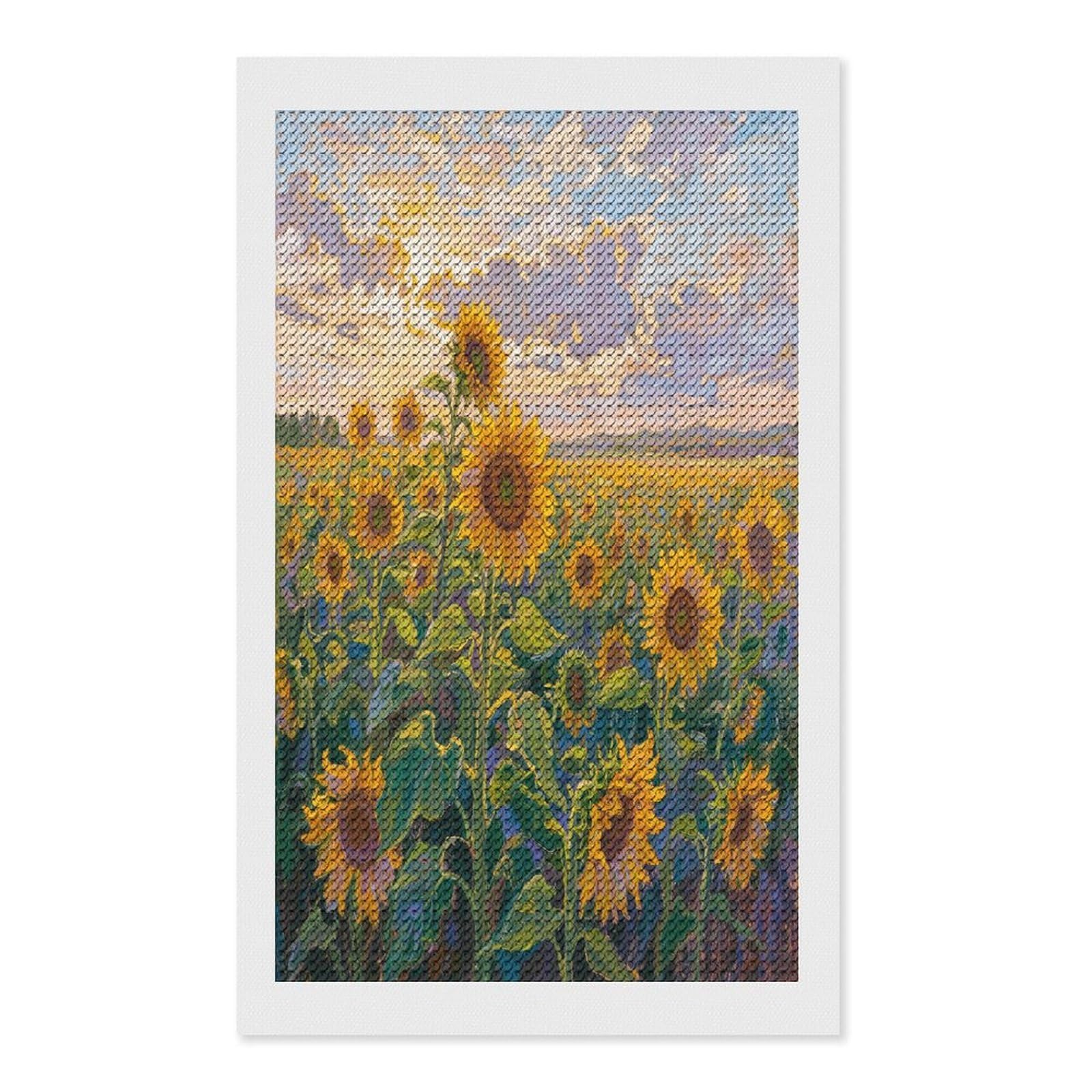 FekiLoot Sunflower Field Paint by Numbers Kit for Adults Beginner DIY Diamond Dots Paintings Round Full Drill Diamond Art Kits Picture Diamond Art Painting Kits for Home Decor 12"x20"