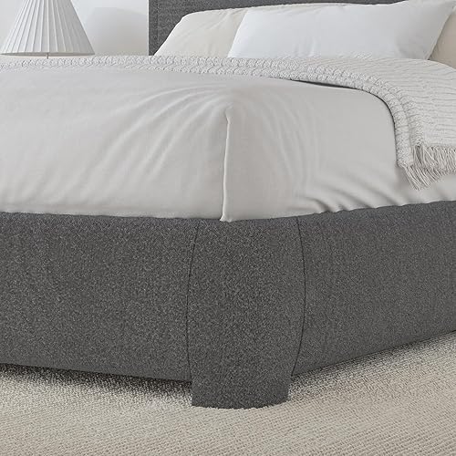 Miniatura 5 de BarnFurin Base de cama de tamaño Queen, base de cama tapizada de plataforma con cabecero, estilo moderno, esquinas suaves y redondeadas, no hace