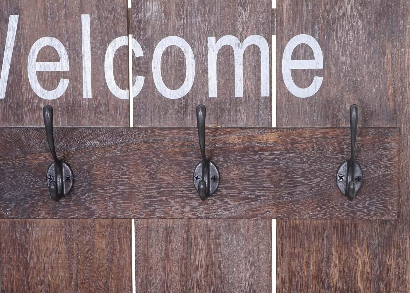 Mendler Appendiabiti guardaroba attaccapanni shabby vintage HWC-C89 90x60cm Welcome marrone