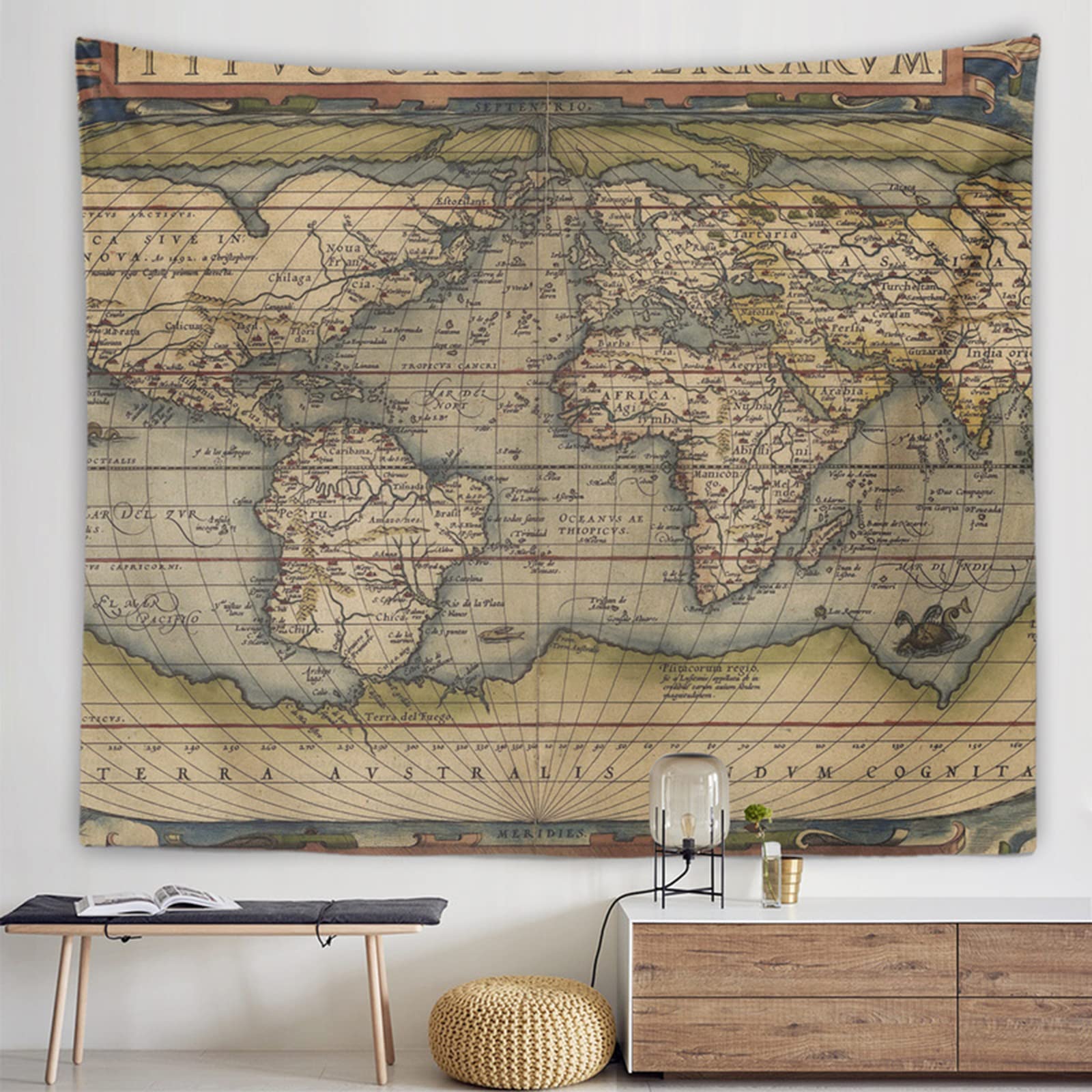 Amazon.co.jp: タペストリー 地図 世界地図 マップ ミニマル 