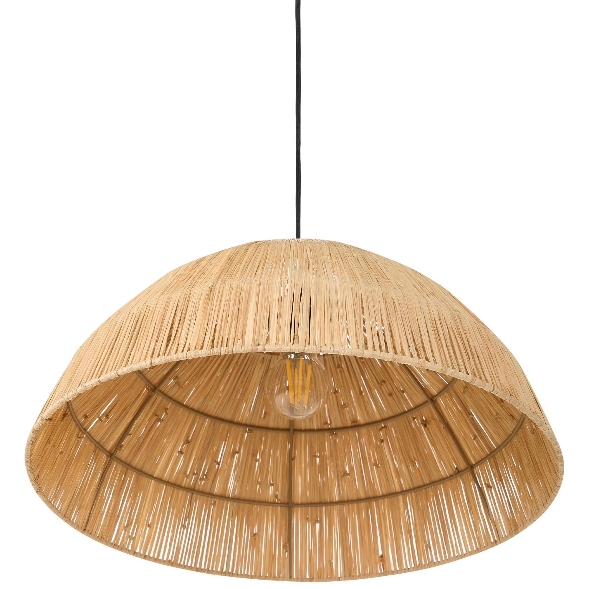 Lampa wisząca w stylu boho pleciony klosz trawa słomka naturalna Weru