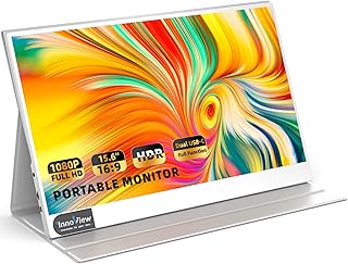 Portable Monitor, InnoView [2023 Latest] 15.6 Inch IPS HDR 1080 FHD External Silver Laptop Monitor, USB Type-C Mini HDMI Computer Monitor PC MAC Phone Xbox Switch PS4/5 with Smart Cover & VESA Mountable