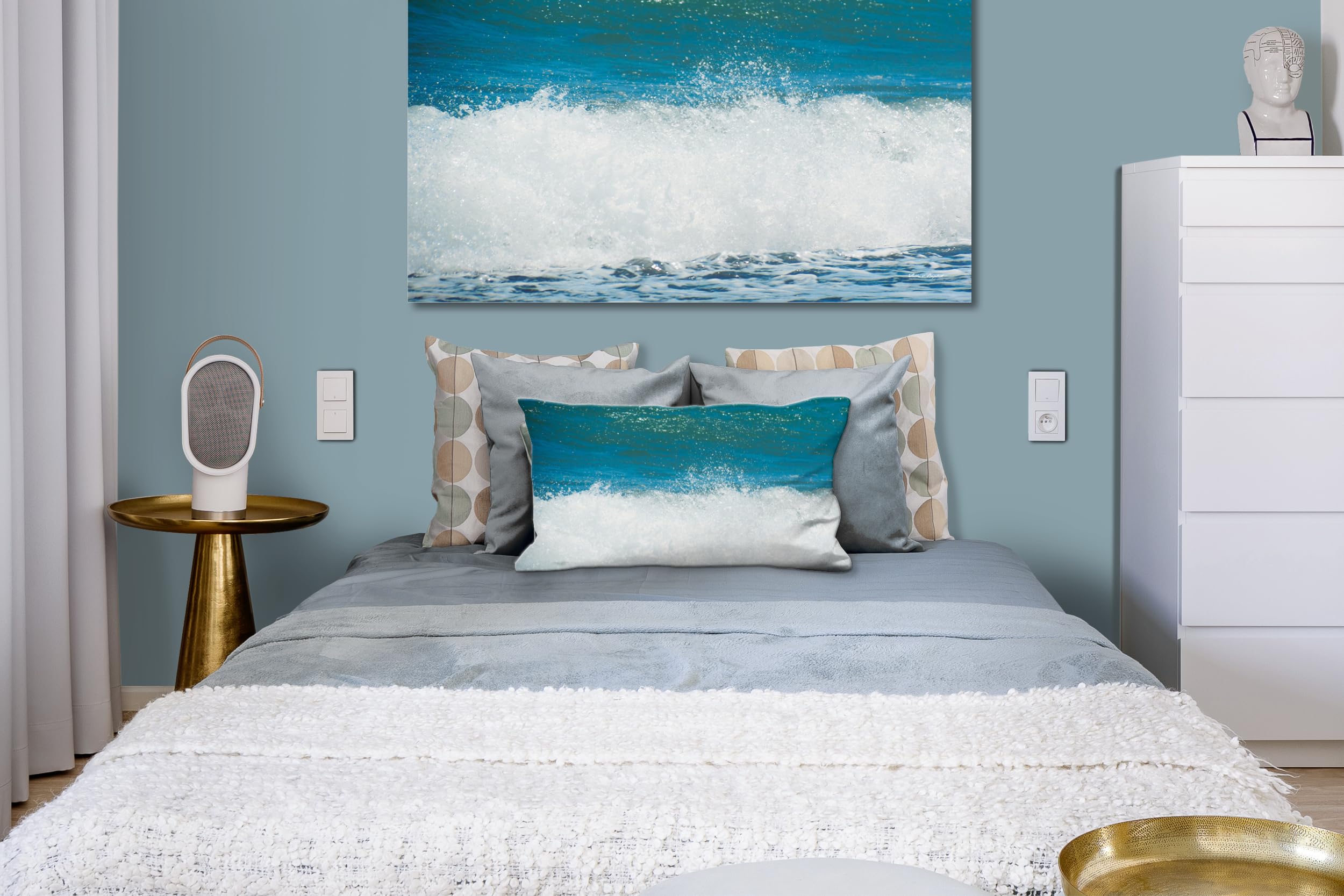 Meer 2 - Foto-Kissen-Hülle Set (2 STK.) 40 x 40 cm | Kissen-Bezüge - passend zu Wandbild - Deko-Kissen - Meer Strand Bretagne Frankreich