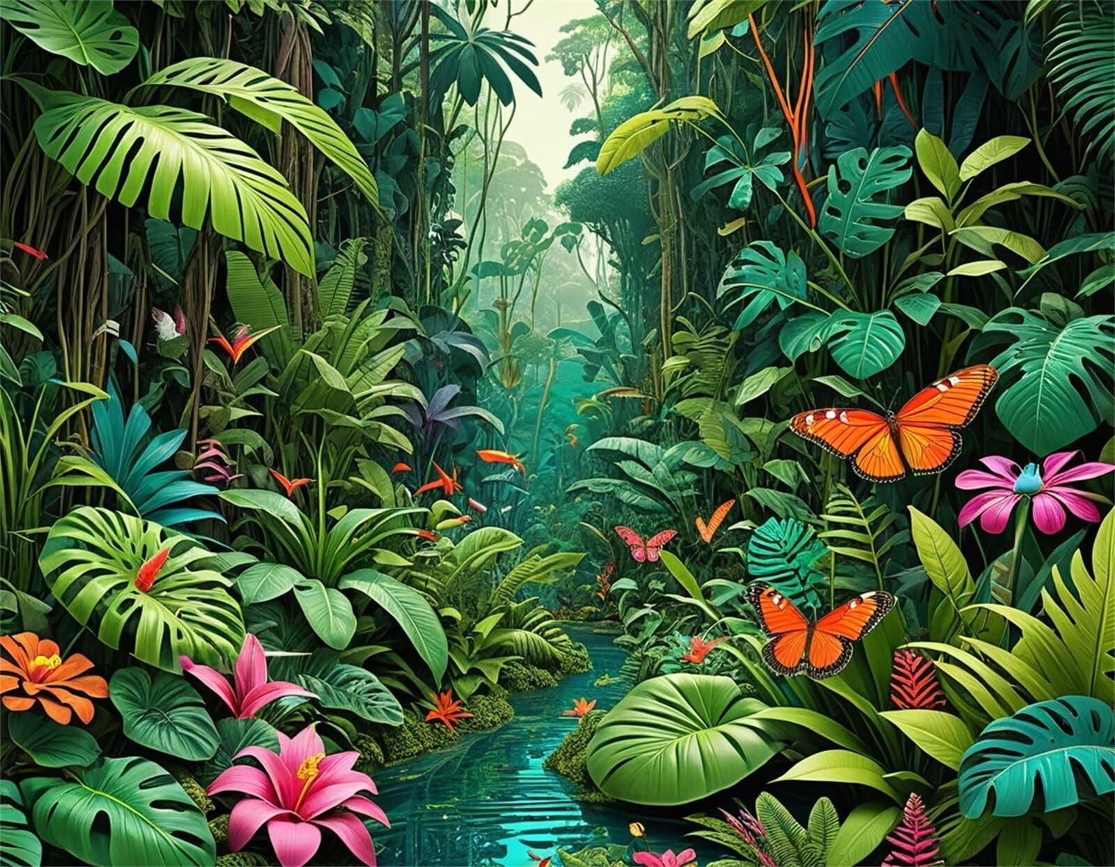 Puzzle 4000 sztuk dla dorosłych 141 x 87 cm, rośliny dżungli motyle łamigłówki klasyczne, trudne wyzwanie puzzle gra rodzinna i dekoracja ścienna