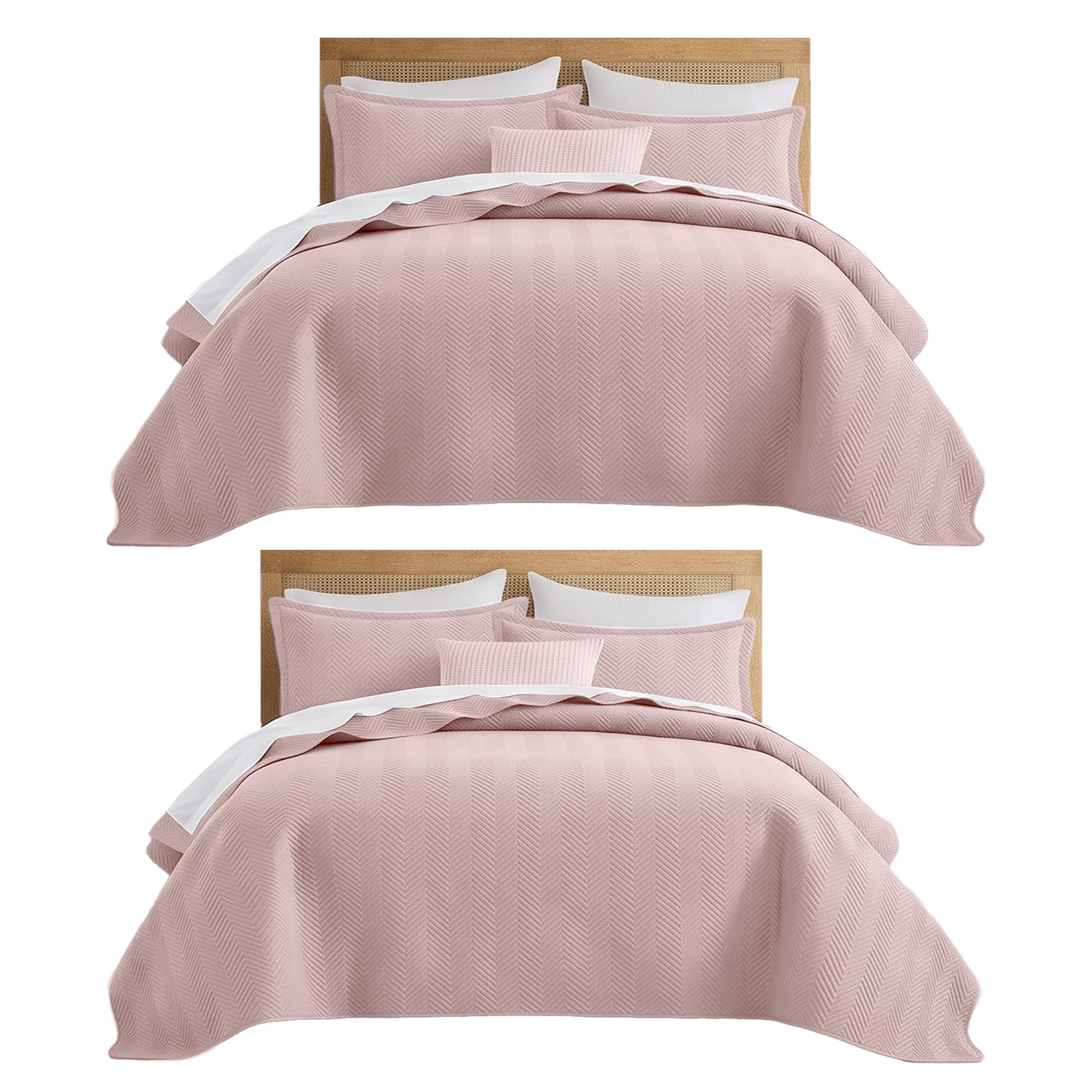 IR Imperial Rooms Twin Quilt Set Baby Pink Bedspread Wave 2 Pack