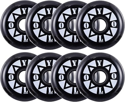 Rollerex YOLO Inline Skate Wheels 8-Pack Optional Bearings, Spacers and Washers - Durable Replacement Roller Blade Wheels for Indoor & Outdoor Skating