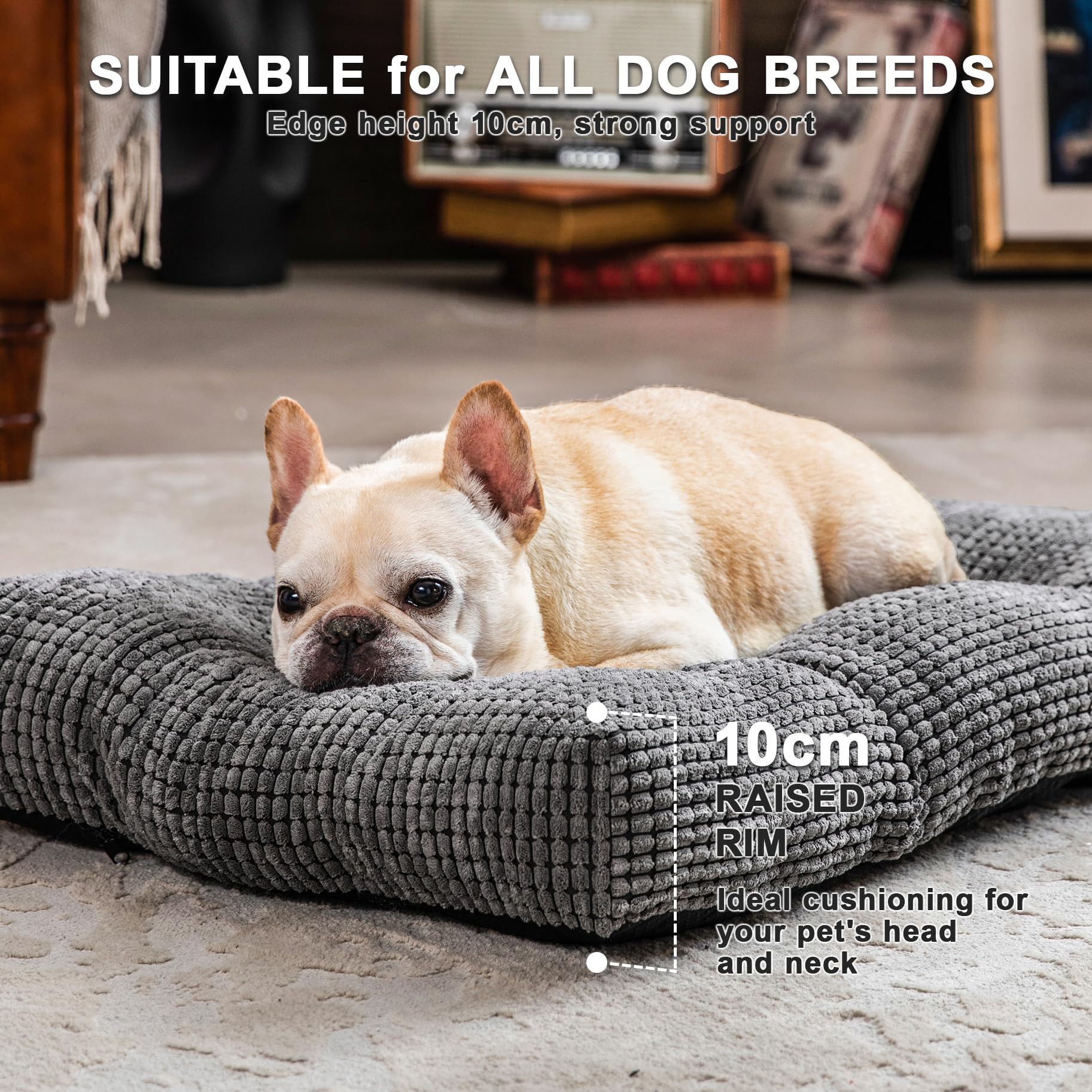 Heymamba Extra Large Dog Bed Grey XXL Dog Crate Mat, Dog Beds Washable Dog Cage Mattress to Prevent Bone Diseases - Image 4