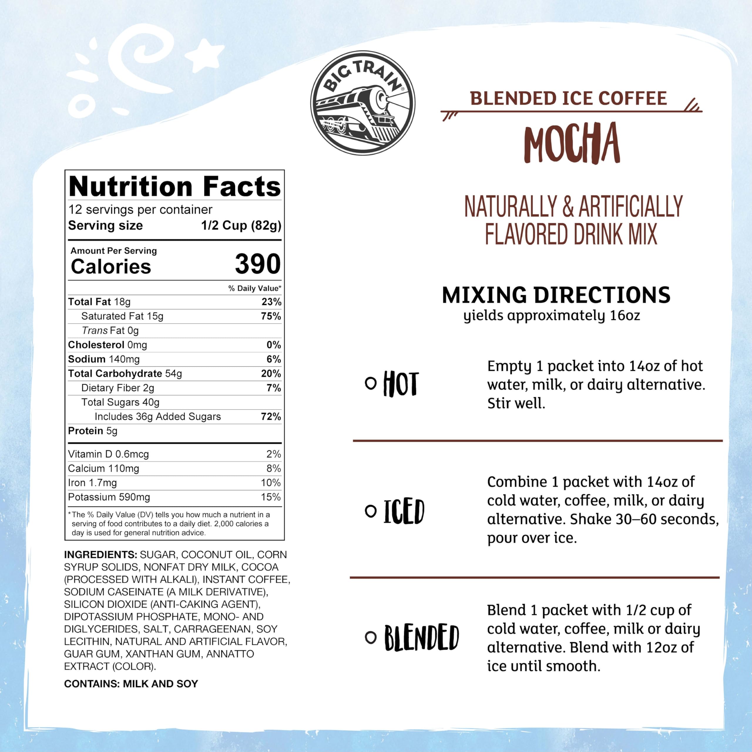 Big Train Mocha Blended Iced Coffee Beverage Mix, 2.9 oz Packets (Pack of 12)