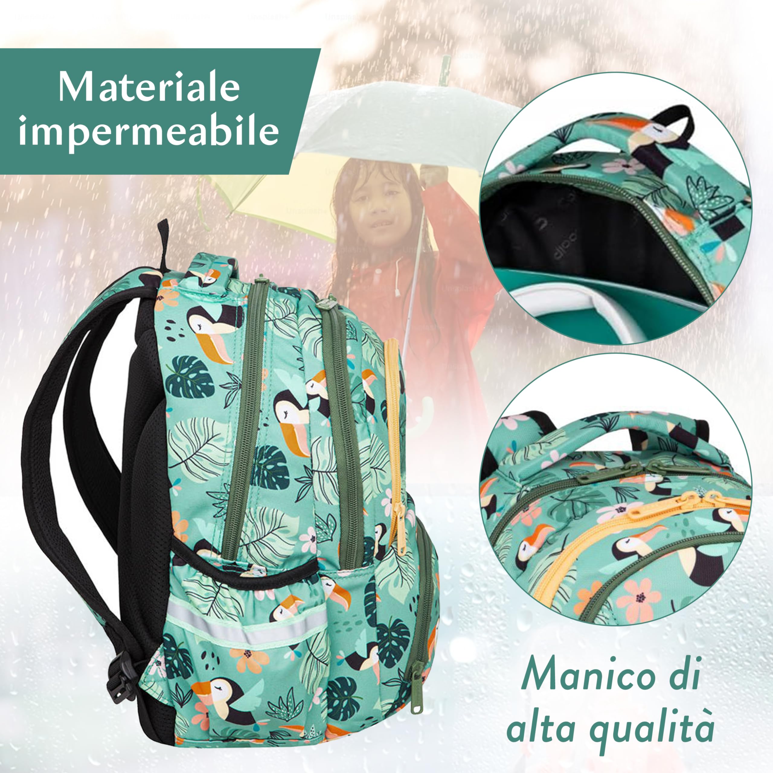 COIL Mochila 3W1 Toucan Escolar Niño clase 1-3 3 compartimentos, mochila, estuche, bolsa de zapatos, 21 litros, carbón, Equipo escolar
