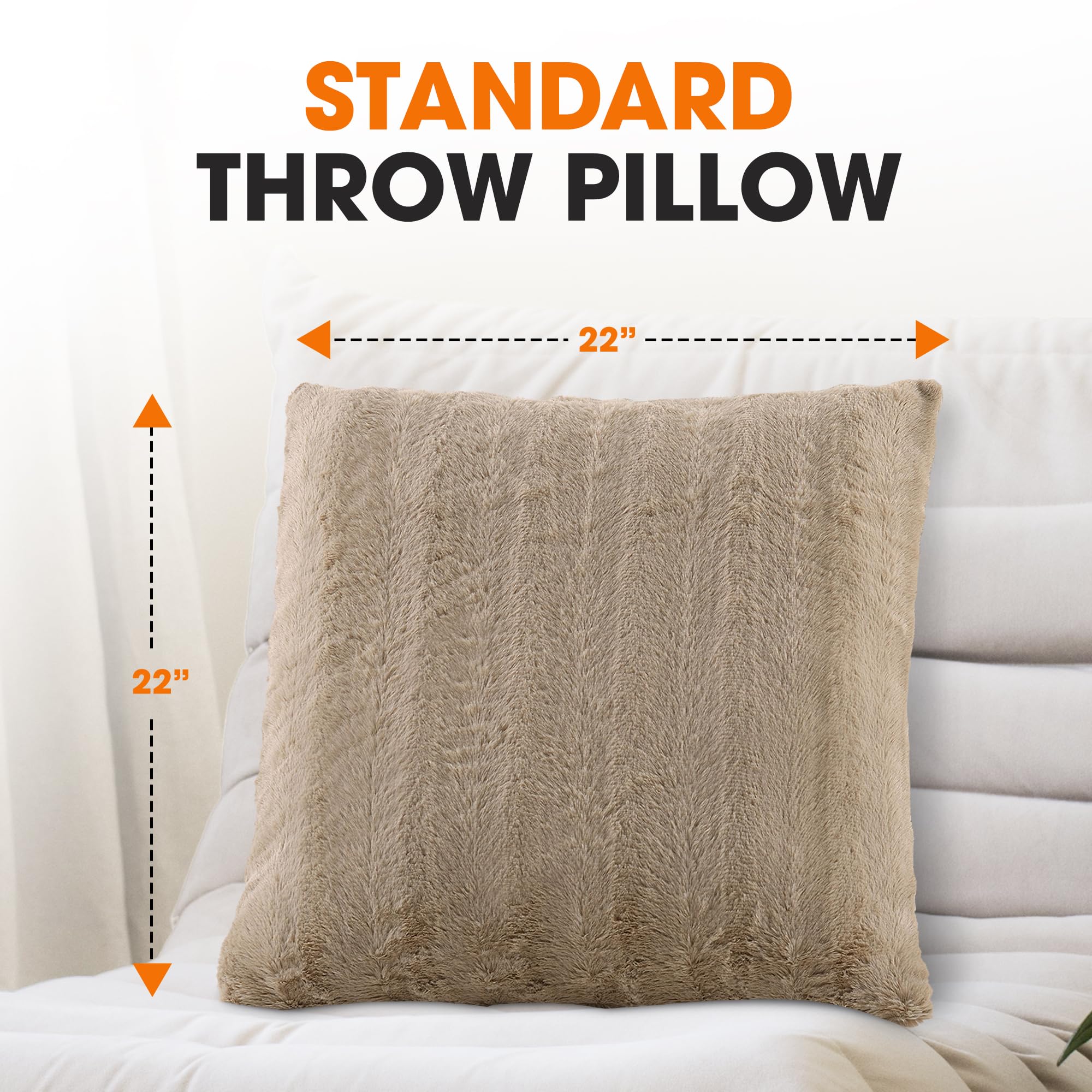 Cheer Collection Almohadas De Piel Sintética, Almohadas Decorativas Para Sofá, Cama, Almohadas Decorativas Grises Para Dormitorio O Sala De Estar, Juego De 2 Almohadas Peludas, 16 X 16 Pulgadas