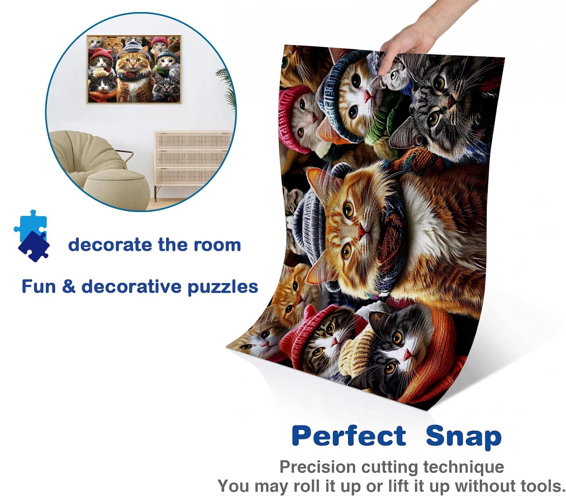 Puzzle 1500 Teile, Holzpuzzle Erwachsene Katze Tier Impossible Klassische Jigsaw Puzzles 87 x 57 cm, Familien Spiel, Puzzle Stressabbau Denkspiel, Puzzle-Liebhaber w0-560