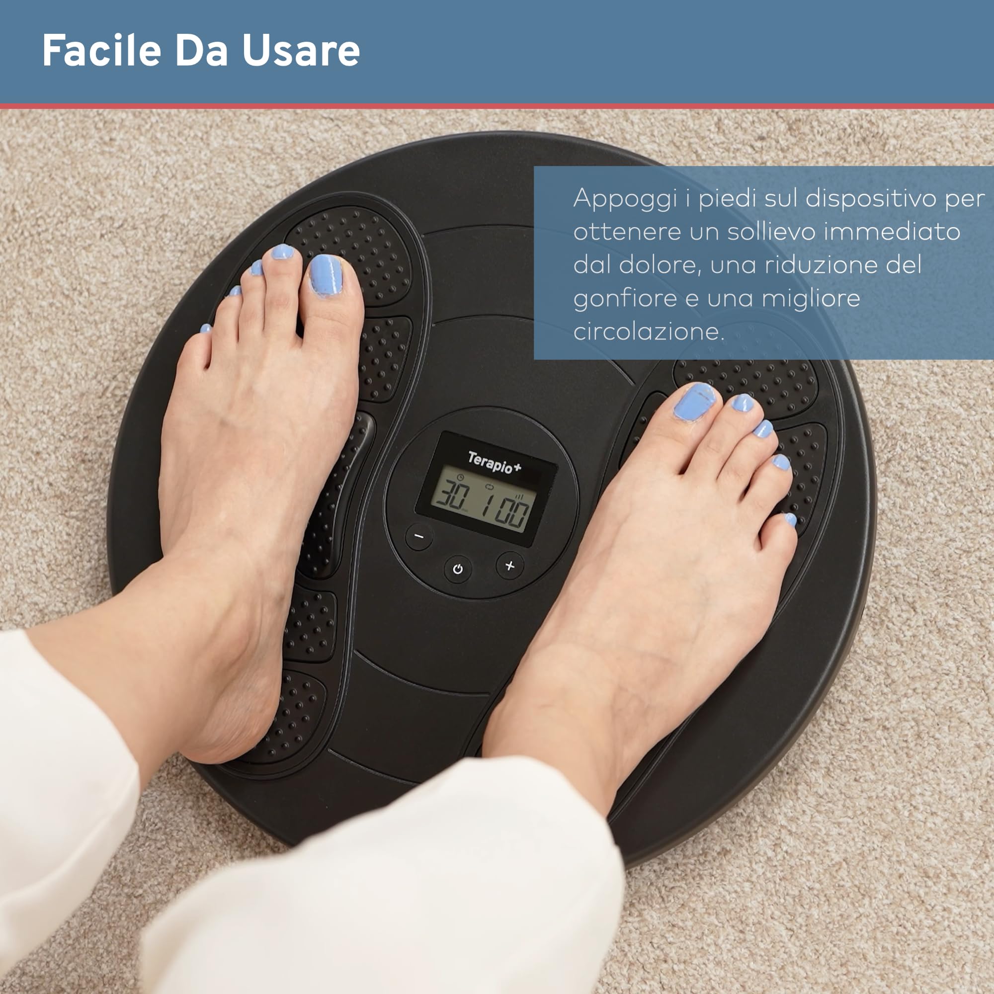 TERAPIO Elettro Stimolatore Circolatorio. Massaggiatore per Piedi, Gambe Pesanti e Corpo. Apparecchio Medico di Massaggio per Migliorare la Circolazione Sanguigna con le Tecnologie TENS & EMS.