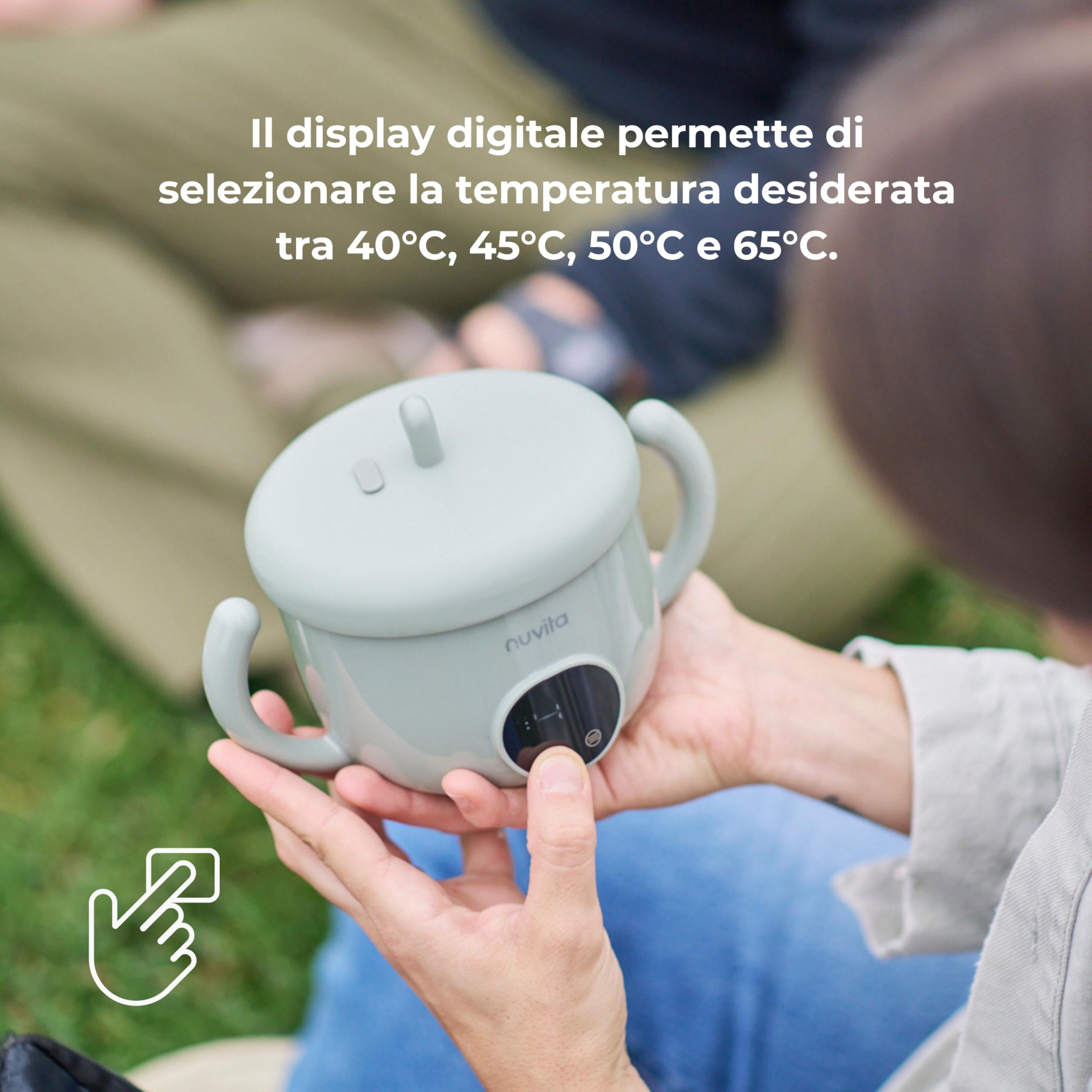 Nuvita 1980 Pappa'n'Go Scaldavivande Portatile per Bambini – Ricaricabile, Impermeabile, con Controllo Intelligente della Temperatura, Interno in Acciaio Inossidabile e Base Antiscivolo