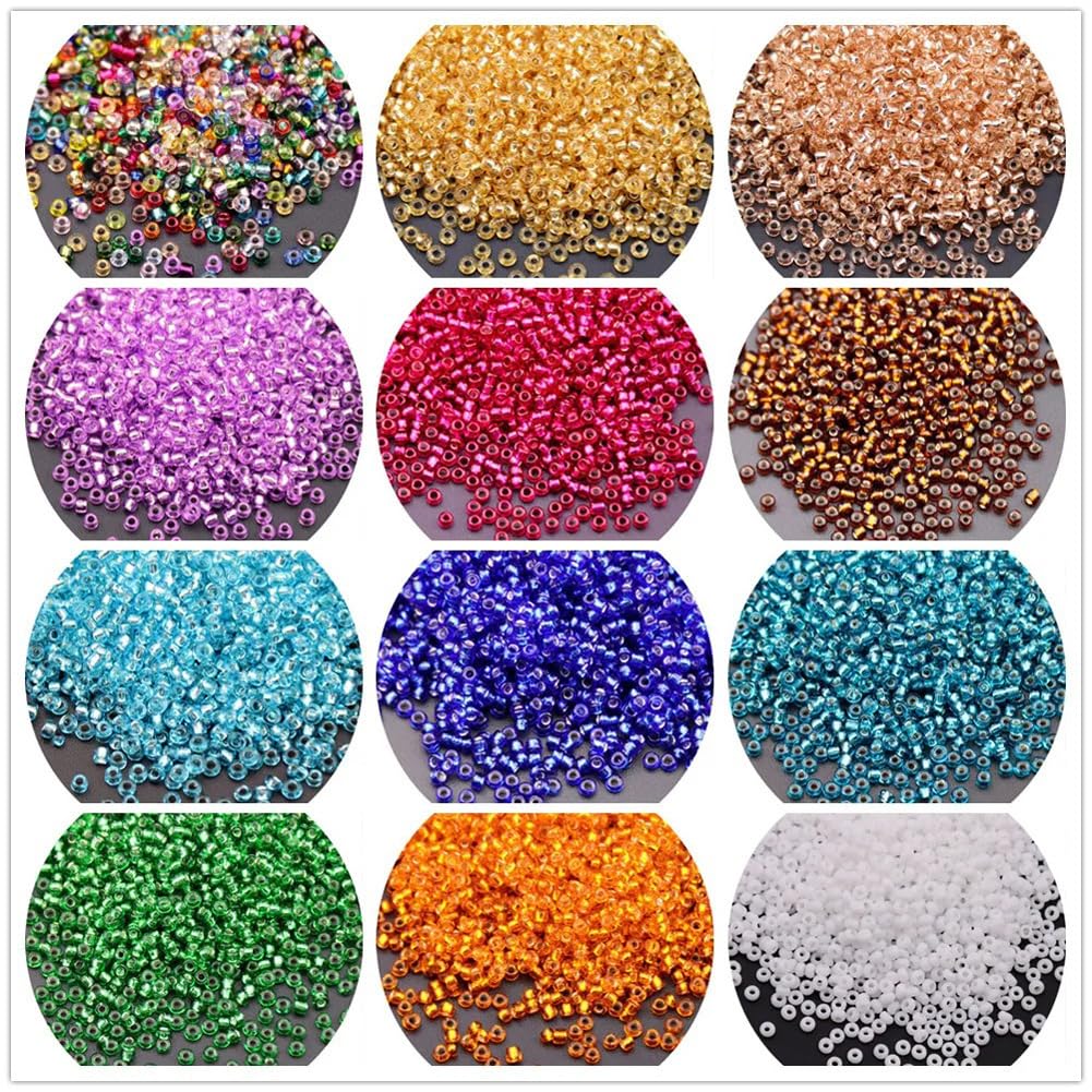Cuentas De Vidrio De 3 Mm, Pequeñas Cuentas De Poni Translúcidas, Espaciadoras Sueltas para Bordado, Manualidades Y Joyería, 450 G (Aproximadamente 18000 Unidades)