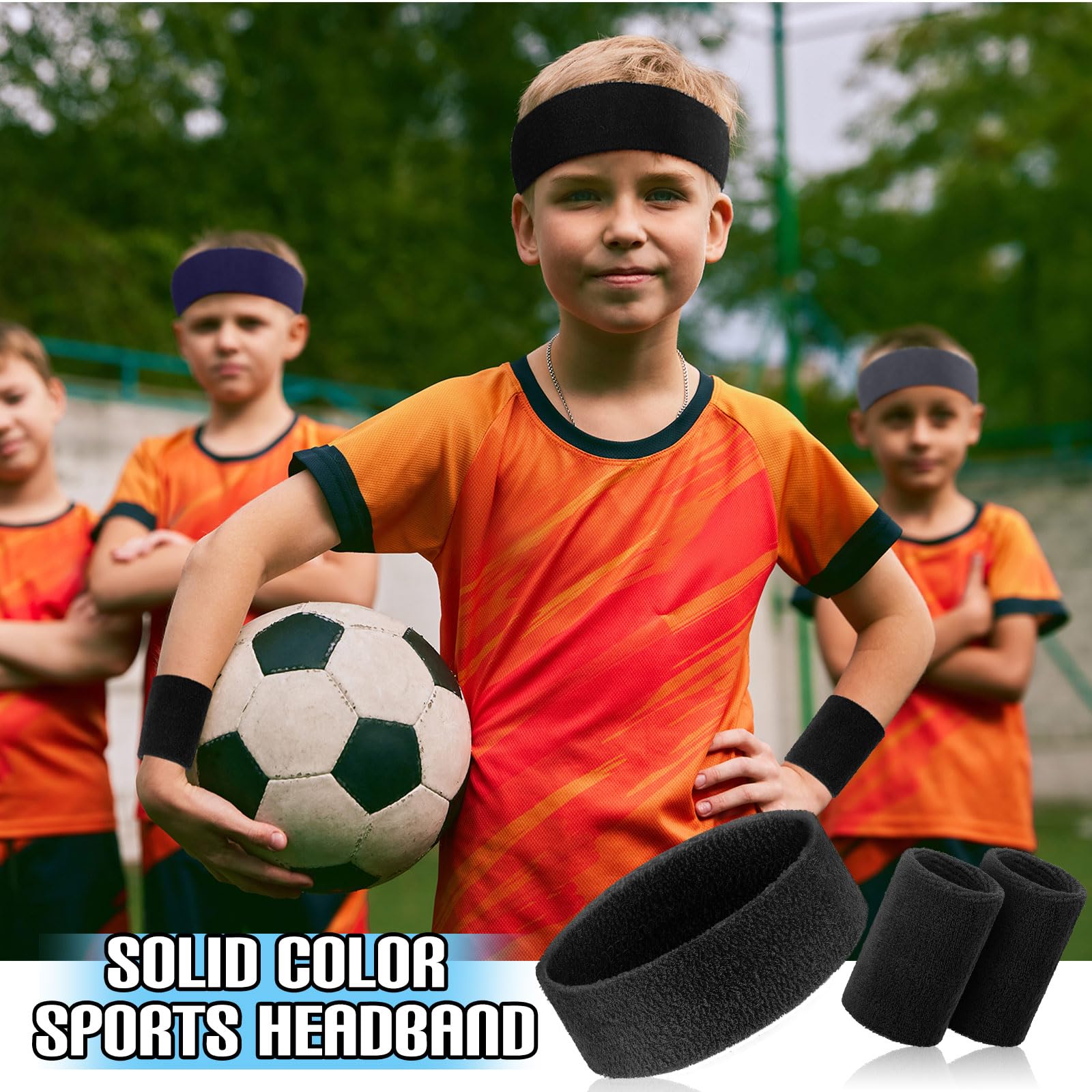 Hungdao Schweißband-Set für Kinder, bunt, athletisches Schweißband, Tennisarmband, schweißabsorbierendes Stirnband für Mädchen, Jungen, Damen, Herren, Sport, Basketball, Workout (trendige Farben)