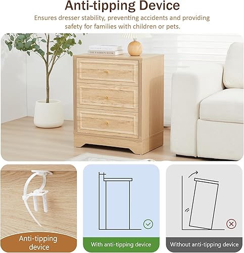 Miniatura 6 de Mesita de noche de madera moderna de mediados de siglo con cajón de almacenamiento y estante mesa auxiliar con patas de metal estables para sala de