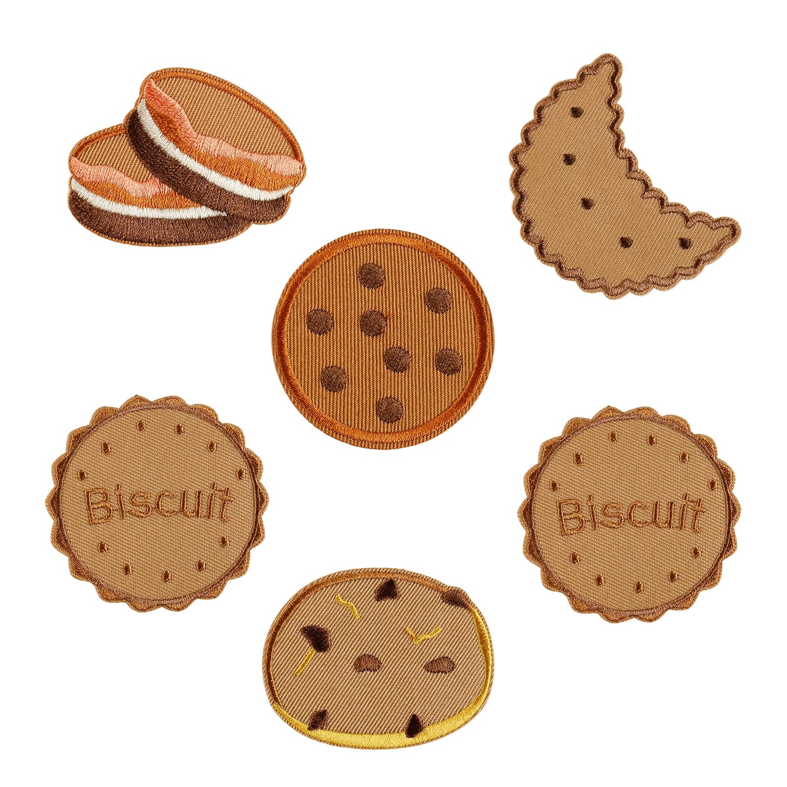 Kalttoy Iron on Patches Cookie Biscuit Adhesive Embroidery Appliques for Clothing Jackets Bag Sewing Project Cookie Iron on Patches for Aprons