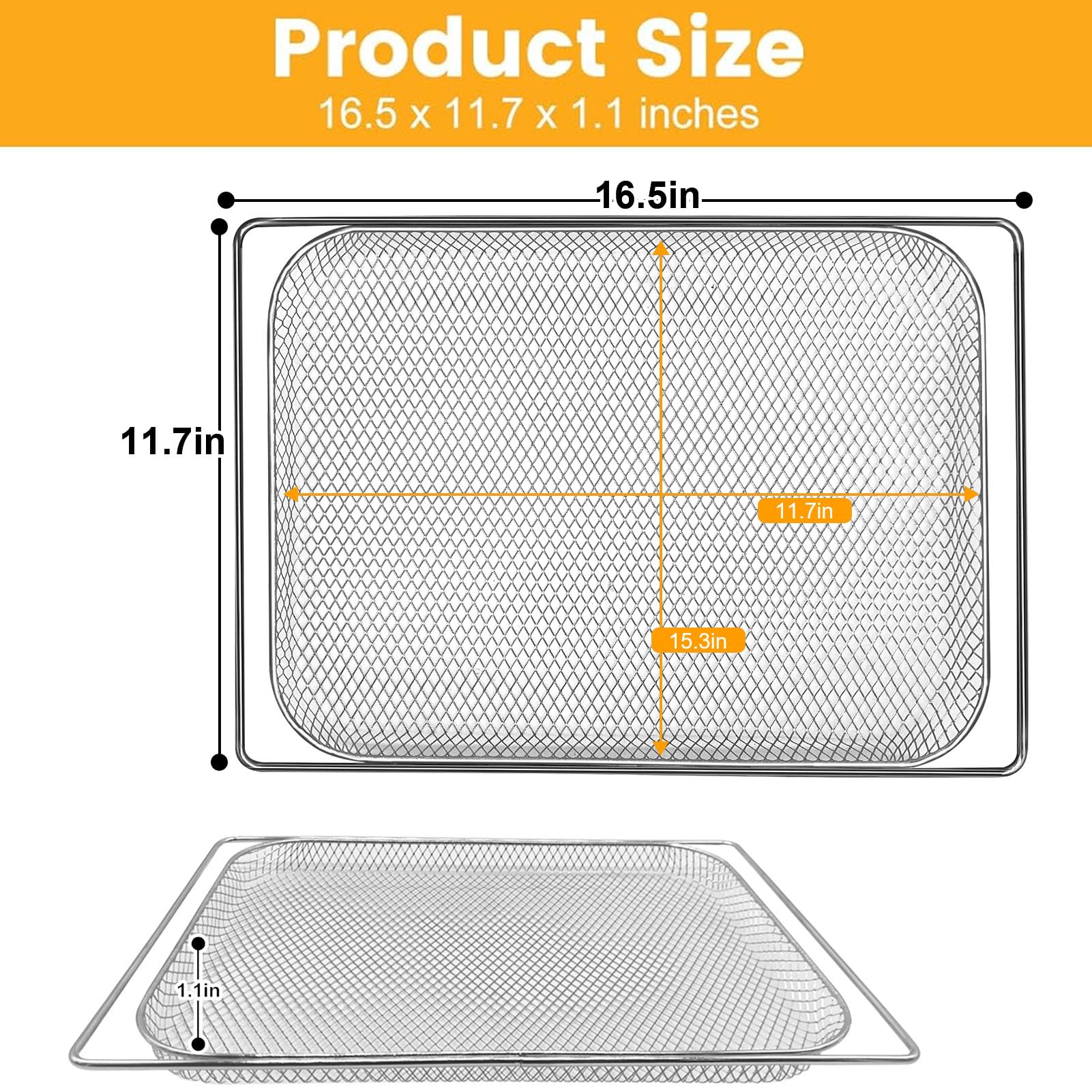 3 PZ Air Fryer Cesto per Breville BOV900BSS Smart Oven Air Fryer Pro, 16.5 "D x 11.8" W x 1.1 "H Food Grade Steel Mesh Baskets Accessori Vassoio per Breville Air Fryer Tostapane Forno