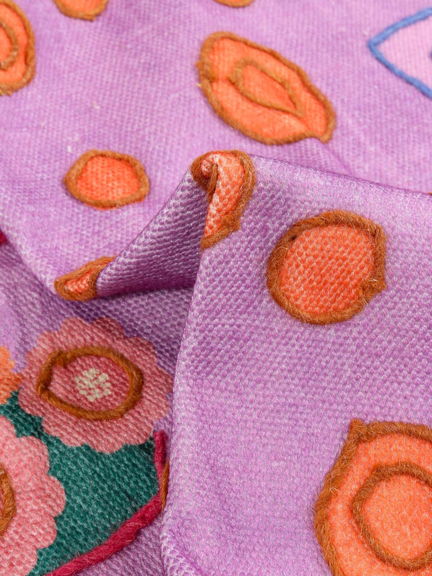 RugVista Lo Cat Embroidery, Alfombra Infantil, Modernas Niños, 70 x 100 cm, Rectangular, Pelo Corto, Cuarto del bebé, Limpieza en seco, Sin Productos químicos peligrosos, Rosa/Multi