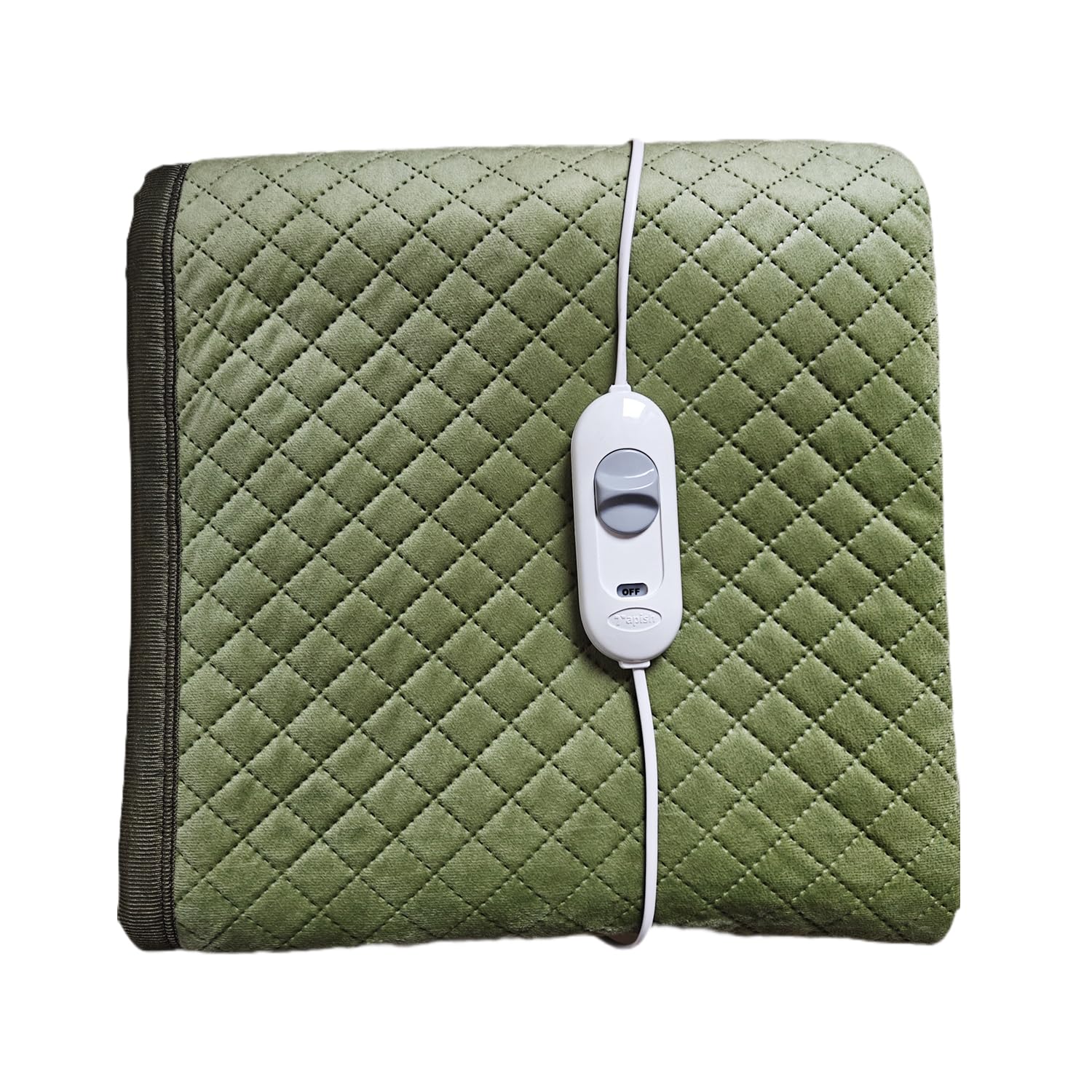 Electric Blanket Ultrasonic Fabric - Single Bed Warmer - Shock Proof (5 Years Warranty on Remote, Ultrasonic Velvet Fabric, Green, 30x60 inches, Reversible)