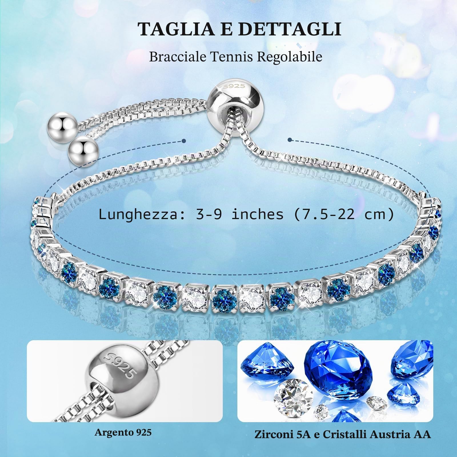 J.Fée Regalo per Lei Regalo Donna, Bracciale Donna Argento 925 con 5A Sparkle Zircone Bracciale Tennis Bracciali Argento Bracciali Donna Argento Gioielli Donna Regali Donna per Mamma Lei