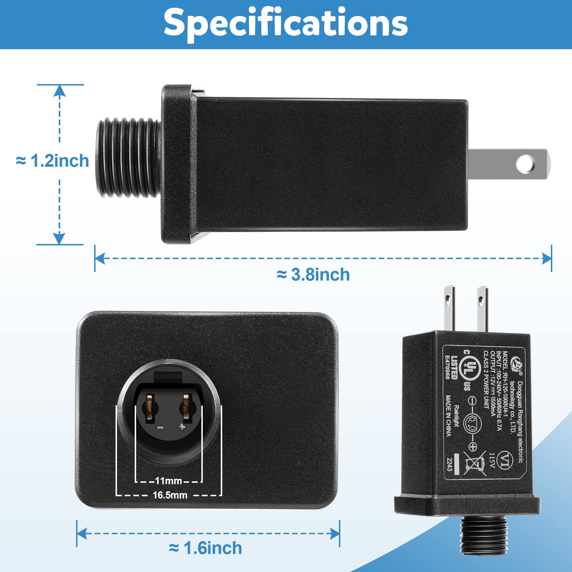 Replacement Yard Inflatable Adapter Power Supply Adaptor 12Vdc 15A Class 2 Power