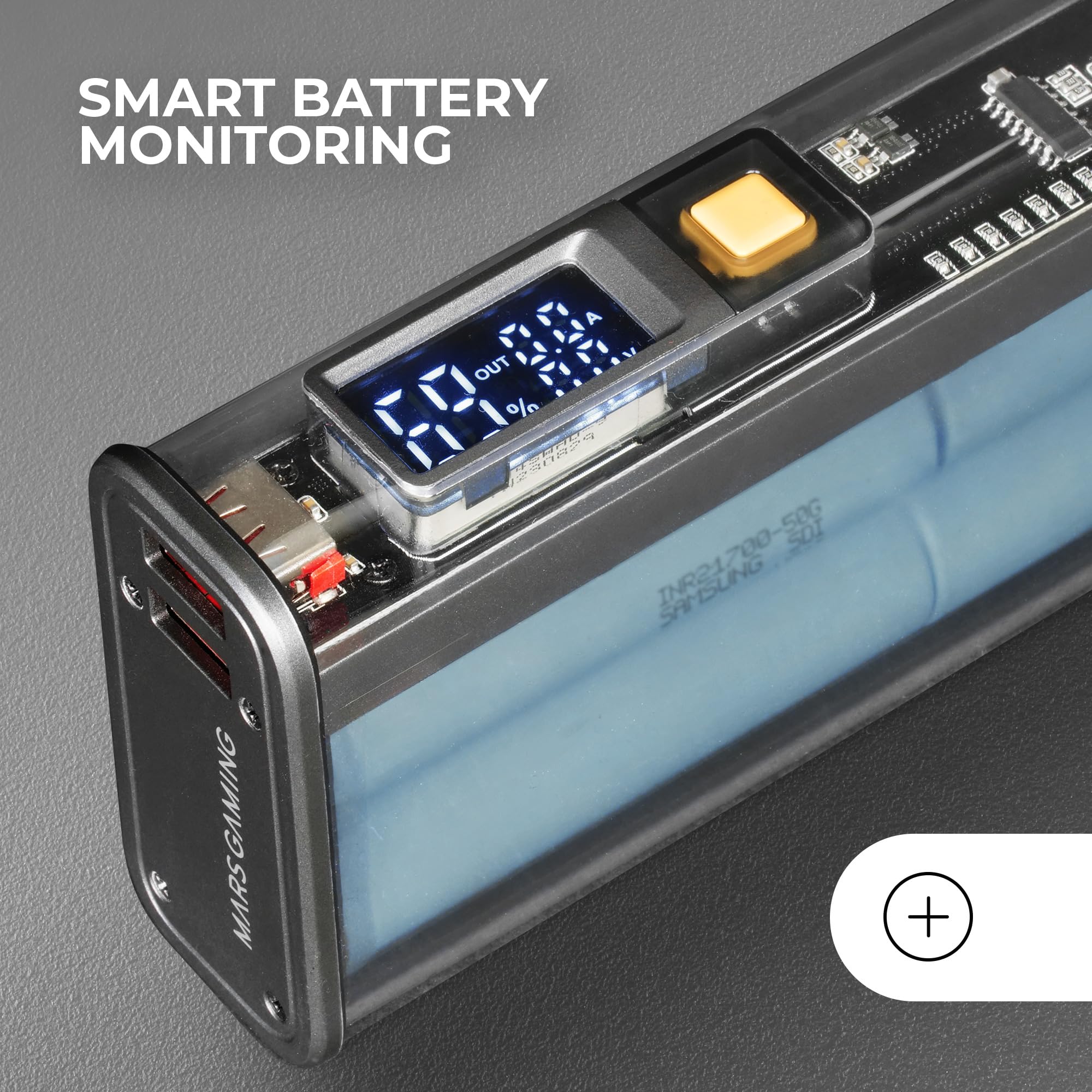 Mars Gaming MPK-20K, Power Bank 22,5 W, Batterie Samsung 20000mAh, Carica Rapida QC3.0 e PD3.0, Display con Controllo della Carica, Batteria Esterna Multi-Carica, Connettività Universale, Nero