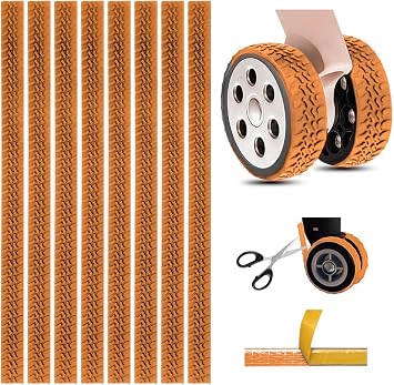 8 Pcs Luggage Wheels Covers Silicone, Suitcase Wheel Covers, Cuttable Silicone Luggage Wheel Protector, Silent Noise Reduction Shock for Spinner Wheel Suitcases or Office Chair Caster Orange Y